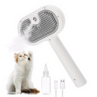 Dog grooming brush removing loose fur with steam
