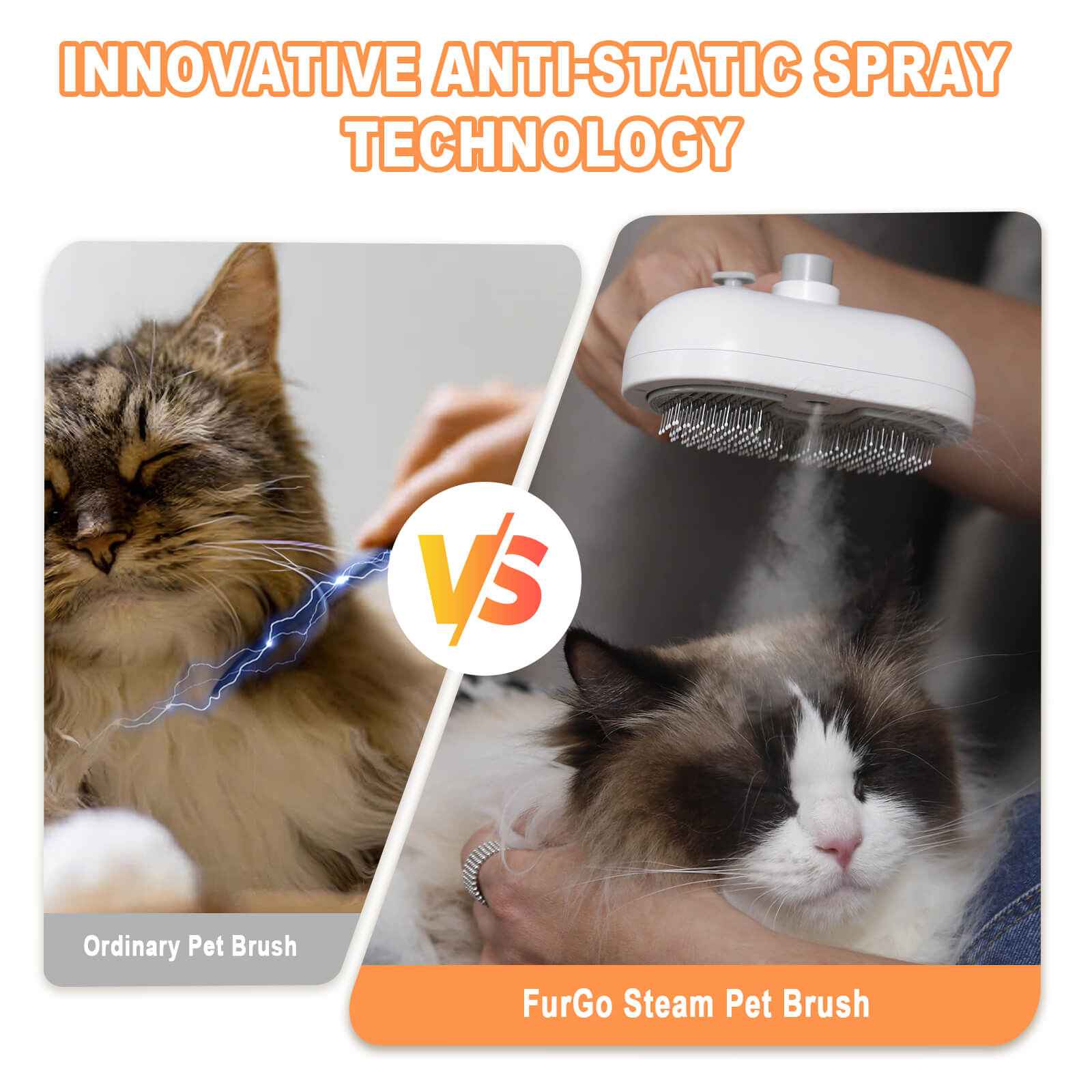 FurGo Dog Grooming Brush with Steam Technology