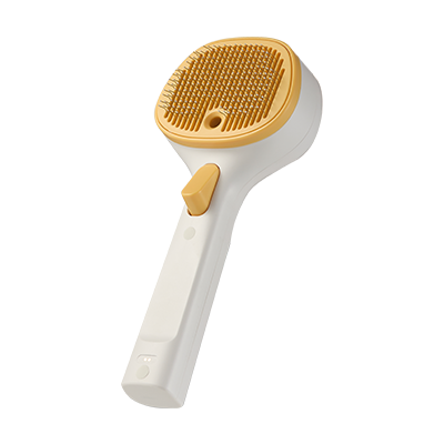 Infographic illustrating how the Furgo Misty brush's cool mist technology reduces shedding by trapping loose hair before it flies away.